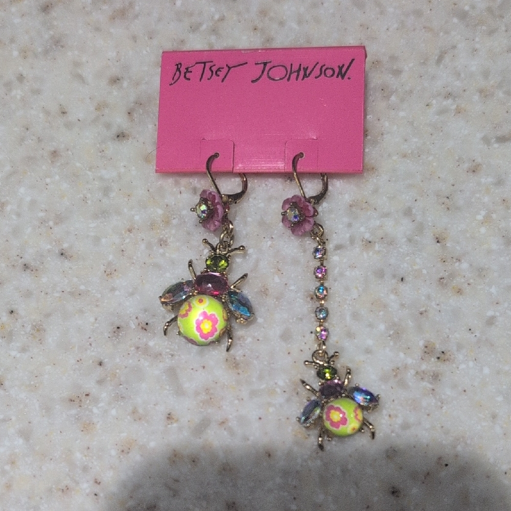 Betsey Johnson Multicolor Bee Drop Earrings